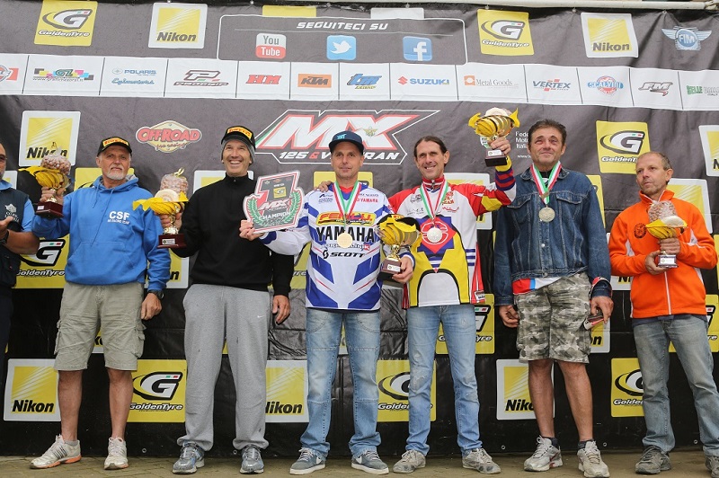 Il podio finale MX2 Over 50 con Cesare Donati terzo